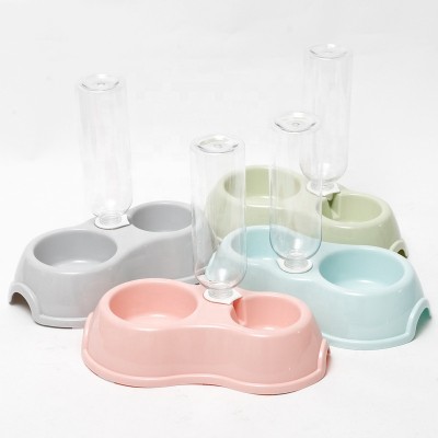 popular plastic pet feeder bowl with water bottle double dog bowl